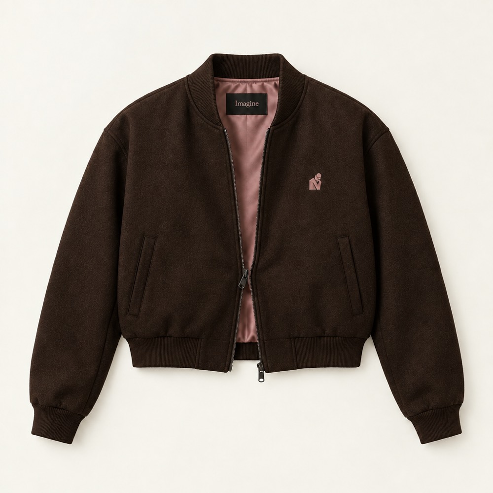 Cropped bomber in chocolate brown