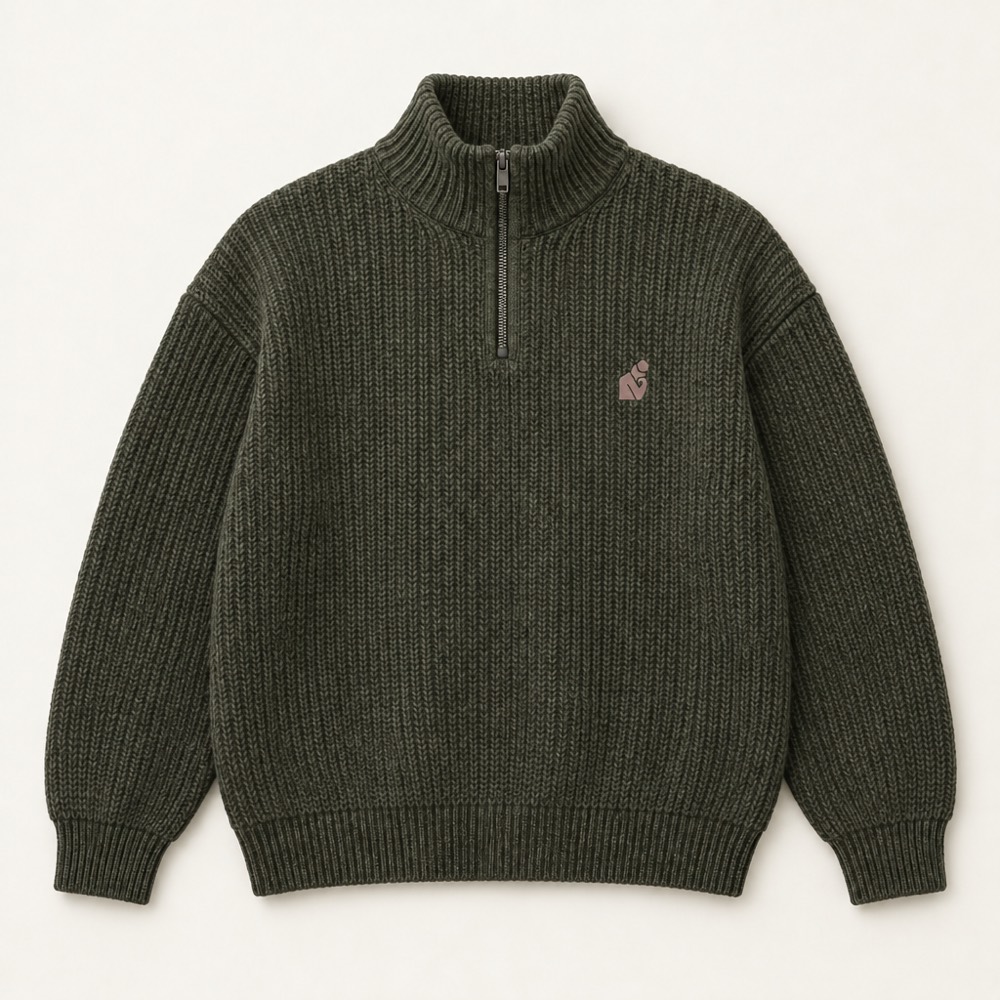 Quarter-zip knit in olive